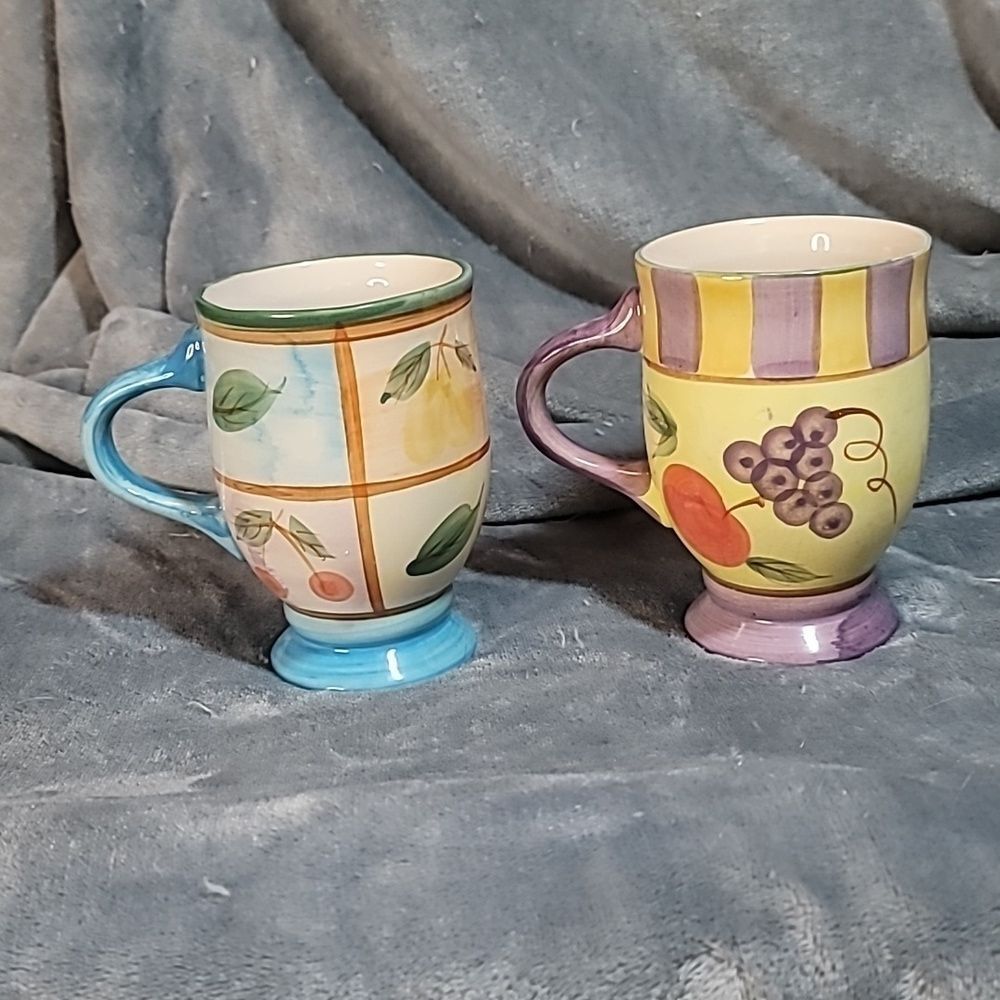 0152. 2 ~ Beautifully Hand ✋️ Painted ~ XL Cups ~ Perfect for Warming Beverages
